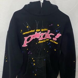 Society Black Hoodie with Pink Text